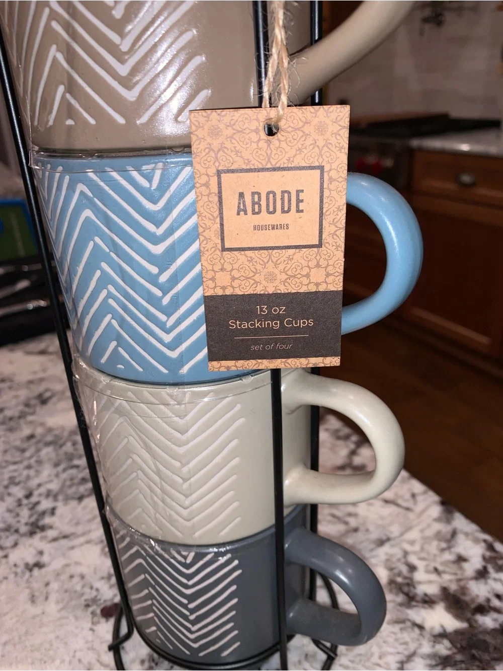 BEAUTIFUL EARTH TONE COFFEE CUPS & TOWER nwt